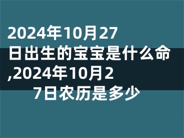 2024年10月27日出生的宝宝是什么命,2024年10月27日农历是多少
