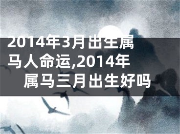 2014年3月出生属马人命运,2014年属马三月出生好吗