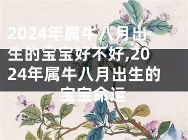 2024年属牛八月出生的宝宝好不好,2024年属牛八月出生的宝宝命运