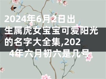 2024年6月2日出生属虎女宝宝可爱阳光的名字大全集,2024年六月初六是几号