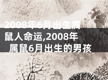 2008年6月出生属鼠人命运,2008年属鼠6月出生的男孩