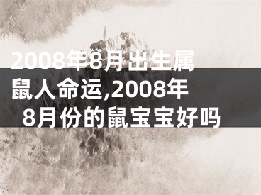 2008年8月出生属鼠人命运,2008年8月份的鼠宝宝好吗