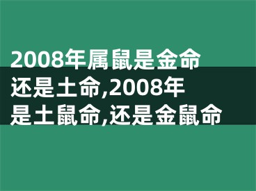 2008年属鼠是金命还是土命,2008年是土鼠命,还是金鼠命