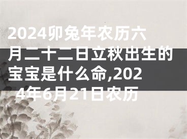 2024卯兔年农历六月二十二日立秋出生的宝宝是什么命,2024年6月21日农历