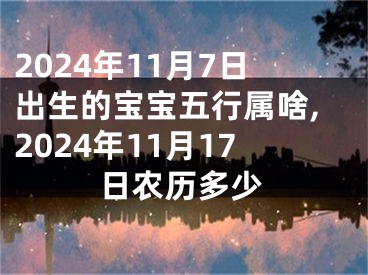 2024年11月7日出生的宝宝五行属啥,2024年11月17日农历多少