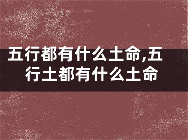 五行都有什么土命,五行土都有什么土命