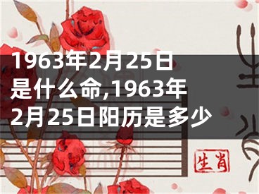 1963年2月25日是什么命,1963年2月25日阳历是多少