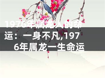 1976年属龙人的命运：一身不凡,1976年属龙一生命运