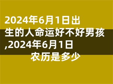 2024年6月1日出生的人命运好不好男孩,2024年6月1日农历是多少