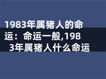 1983年属猪人的命运：命运一般,1983年属猪人什么命运