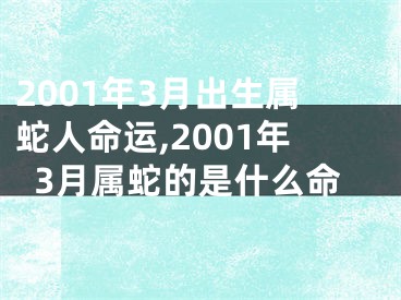 2001年3月出生属蛇人命运,2001年3月属蛇的是什么命