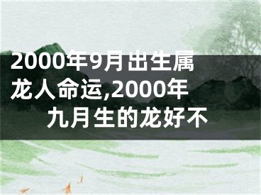2000年9月出生属龙人命运,2000年九月生的龙好不