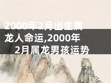 2000年2月出生属龙人命运,2000年2月属龙男孩运势