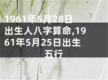 1961年5月28日出生人八字算命,1961年5月25日出生五行