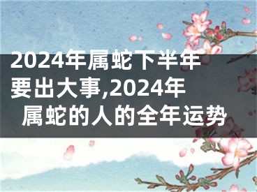 2024年属蛇下半年要出大事,2024年属蛇的人的全年运势