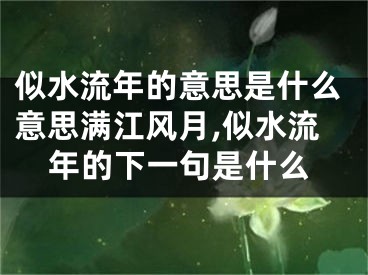 似水流年的意思是什么意思满江风月,似水流年的下一句是什么