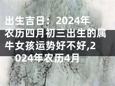 出生吉日：2024年农历四月初三出生的属牛女孩运势好不好,2024年农历4月