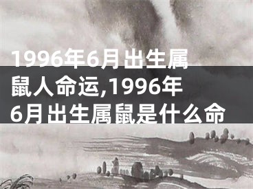1996年6月出生属鼠人命运,1996年6月出生属鼠是什么命