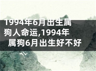 1994年6月出生属狗人命运,1994年属狗6月出生好不好