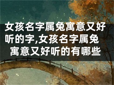 女孩名字属兔寓意又好听的字,女孩名字属兔寓意又好听的有哪些