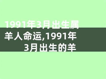 1991年3月出生属羊人命运,1991年3月出生的羊