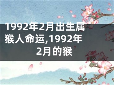 1992年2月出生属猴人命运,1992年2月的猴