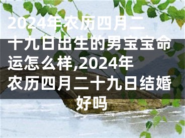 2024年农历四月二十九日出生的男宝宝命运怎么样,2024年农历四月二十九日结婚好吗
