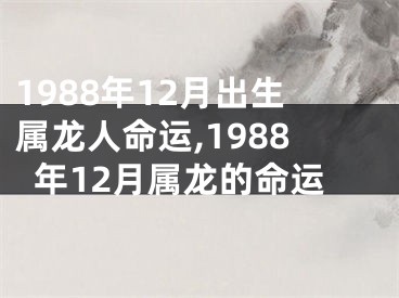 1988年12月出生属龙人命运,1988年12月属龙的命运