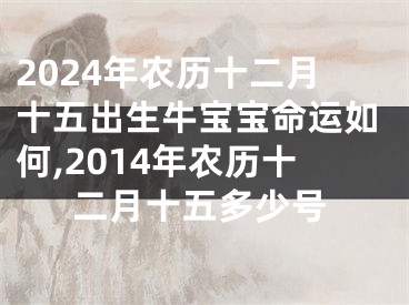 2024年农历十二月十五出生牛宝宝命运如何,2014年农历十二月十五多少号