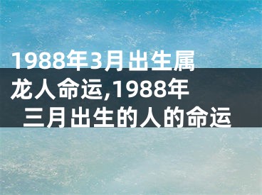 1988年3月出生属龙人命运,1988年三月出生的人的命运