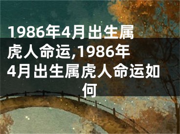 1986年4月出生属虎人命运,1986年4月出生属虎人命运如何