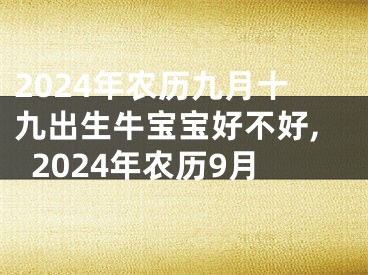 2024年农历九月十九出生牛宝宝好不好,2024年农历9月