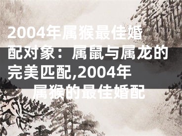 2004年属猴最佳婚配对象：属鼠与属龙的完美匹配,2004年属猴的最佳婚配