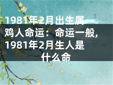1981年2月出生属鸡人命运：命运一般,1981年2月生人是什么命