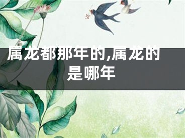 属龙都那年的,属龙的是哪年