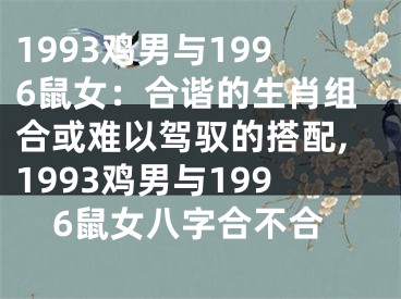 1993鸡男与1996鼠女：合谐的生肖组合或难以驾驭的搭配,1993鸡男与1996鼠女八字合不合