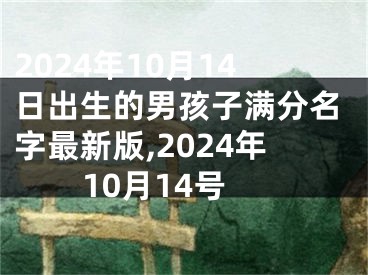 2024年10月14日出生的男孩子满分名字最新版,2024年10月14号