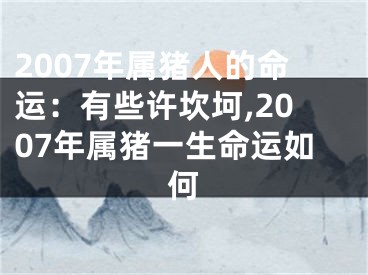 2007年属猪人的命运：有些许坎坷,2007年属猪一生命运如何