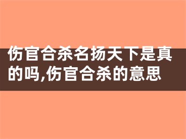 伤官合杀名扬天下是真的吗,伤官合杀的意思