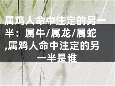 属鸡人命中注定的另一半：属牛/属龙/属蛇,属鸡人命中注定的另一半是谁