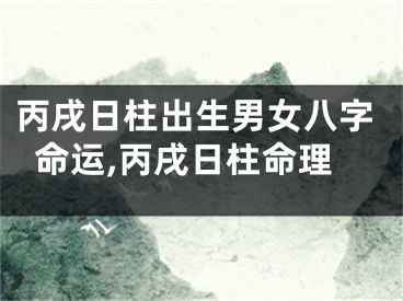 丙戌日柱出生男女八字命运,丙戌日柱命理