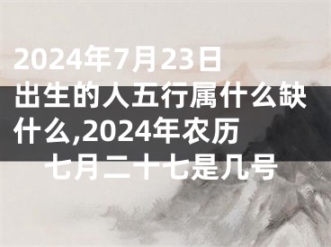 2024年7月23日出生的人五行属什么缺什么,2024年农历七月二十七是几号