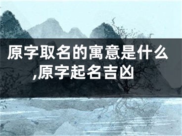 原字取名的寓意是什么,原字起名吉凶