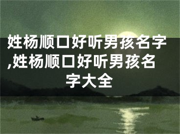 姓杨顺口好听男孩名字,姓杨顺口好听男孩名字大全