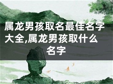 属龙男孩取名最佳名字大全,属龙男孩取什么名字
