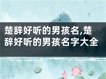楚辞好听的男孩名,楚辞好听的男孩名字大全