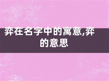 弈在名字中的寓意,弈的意思