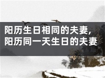 阳历生日相同的夫妻,阳历同一天生日的夫妻