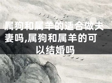 属狗和属羊的适合做夫妻吗,属狗和属羊的可以结婚吗