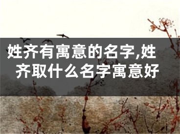 姓齐有寓意的名字,姓齐取什么名字寓意好